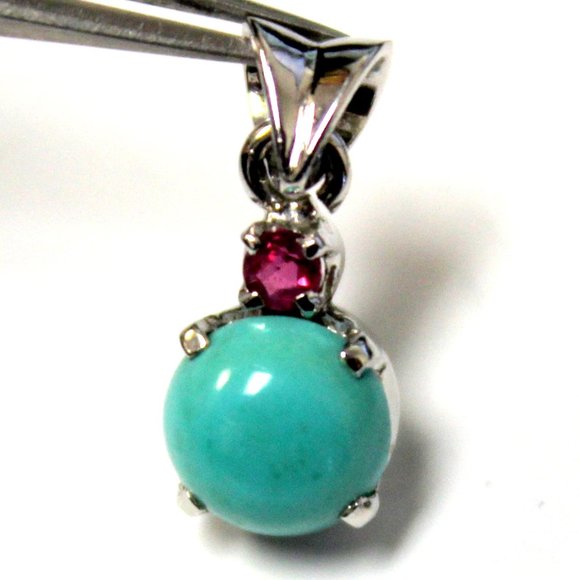 Jewelry - Turquoise and Ruby Silver Pendant